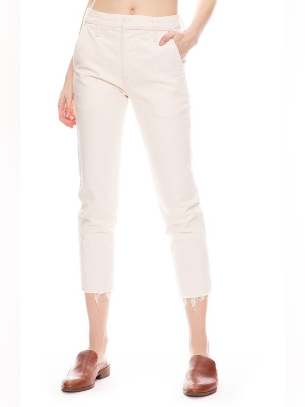 Mother The Shaker Prep Fray Jeans in Act Natural Ivory Size 30